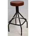 Industrial Metal Tube Bar Stool Leather Seat